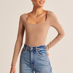 Abercrombie Seamless Nude/Taupe Square Neck Bodysuit